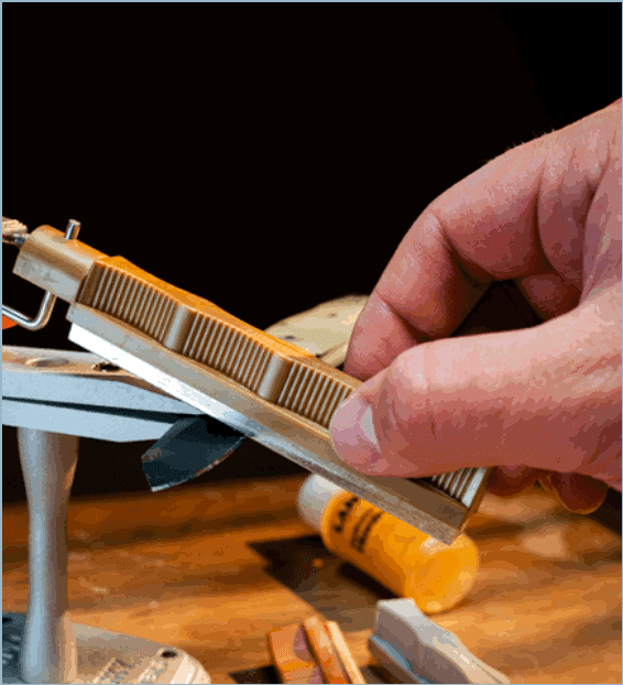 Lansky controlled-angle sharpening system in use